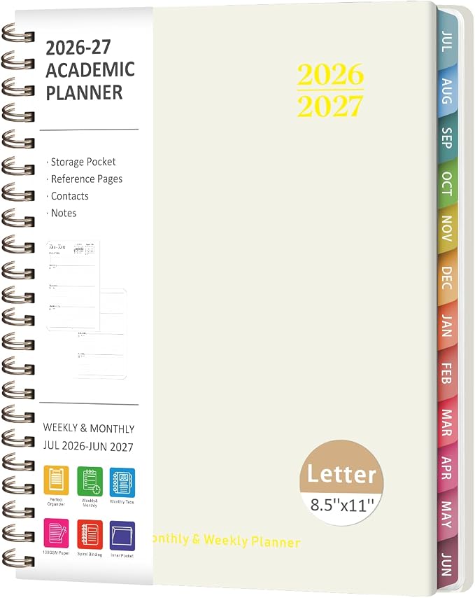 Planner 2026-2027, Weekly and Monthly Academic Planner, July 2026 by VALOME