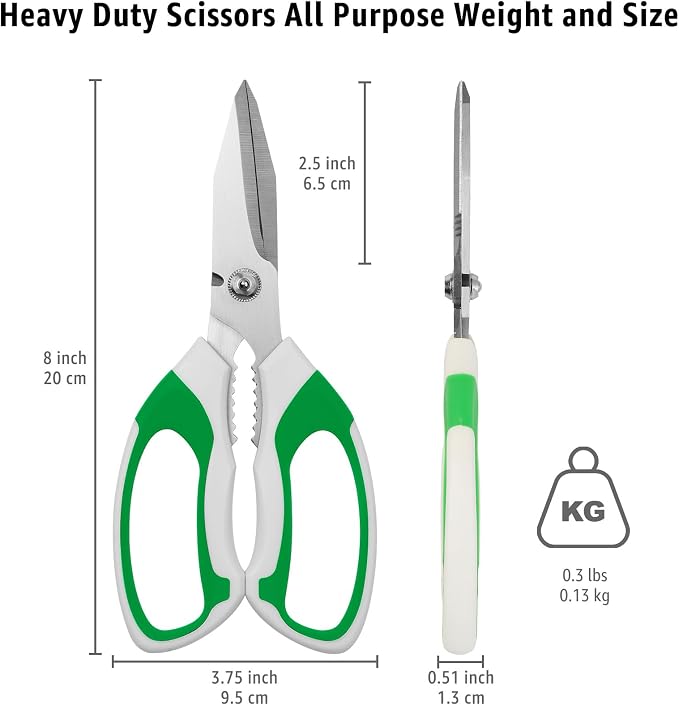 BoFuYuan 8-Inch Utility Scissors All Purpose Heavy Duty, Serrated Blade - Image 3