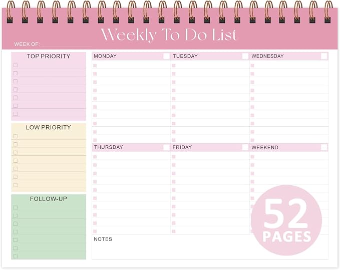 Weekly To Do List Notepad, Undated Planner by VALOME