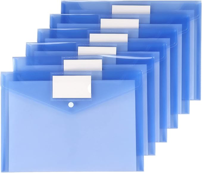 6 Pack Clear Document Folders Plastic Envelopes, A4 Size, - Image 2