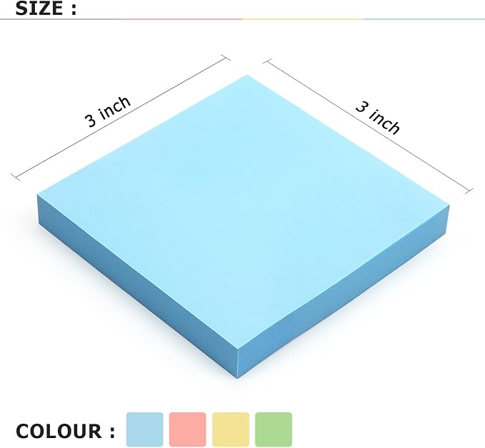 Sticky Notes 3x3 Self-Stick Notes Bright Colors Sticky Notes 4 Pads 100 - Image 4