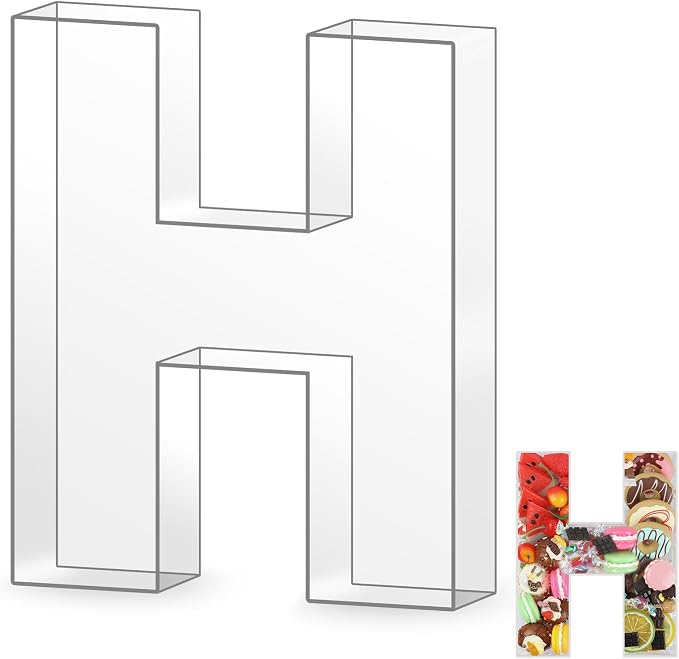 10" H Clear Acrylic Letter Charcuterie Board Box, Reusable Fillable Decorative by Esmorah