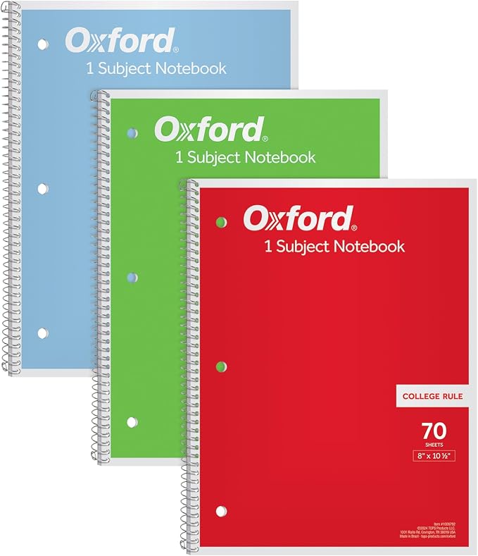 Oxford 1-Subject Notebooks, Notebooks by Oxford