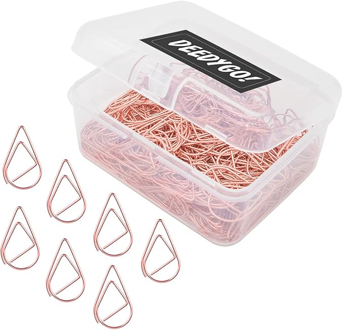 DEEDYGO 250 PCS Rose Gold Teardrop Paper Clips, 1 Inch | Cute Drop-shaped by DEEDYGO