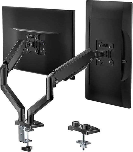 WALI Dual Monitor Stand for 17-32 inch Computer Screens, Dual Monitor Arms for 2 Monitors Holds up to 22 lbs, Height Adjustable Gas Spring Dual Monitors Mount, VESA 75x75/100x100mm (GSMP002N), Black-DeskLoop Office