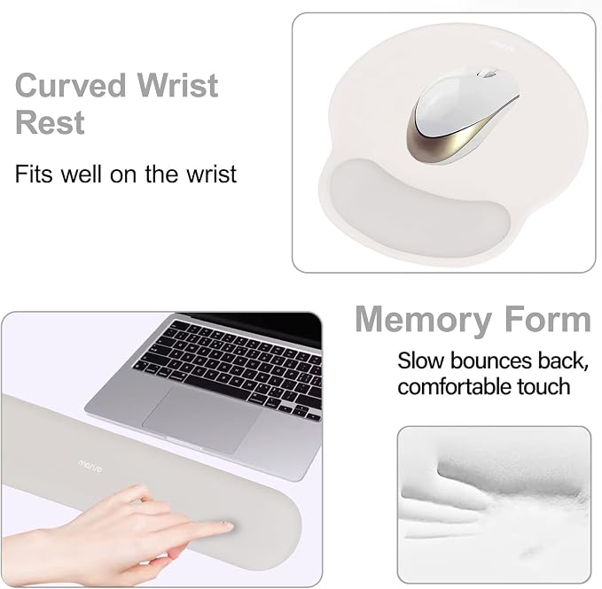 MOSISO Wrist Rest Support for Mouse Pad&Keyboard Set, Circle Curved Ergonomic - Image 4