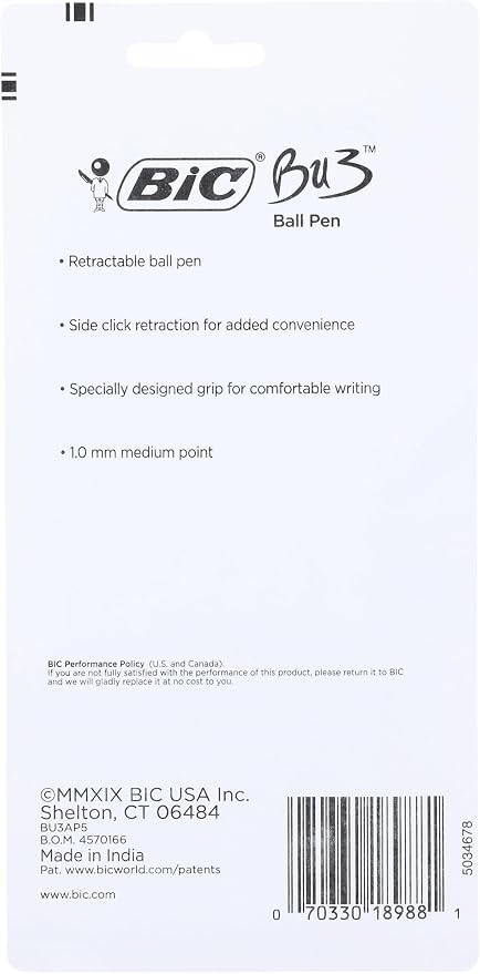 BIC BU3 Retractable Ball Pen, Medium Point - Image 2