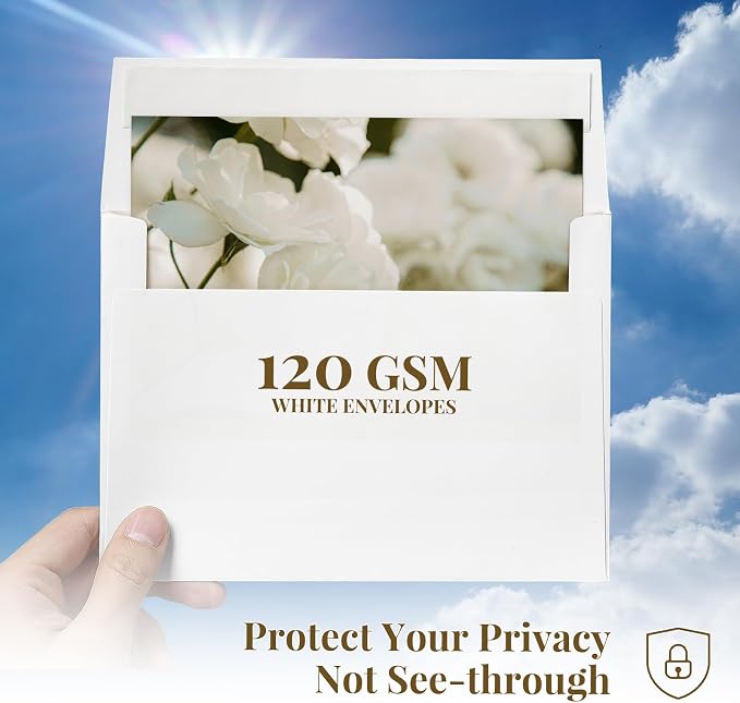 A2 White Envelopes Self Seal 100 Pack, Goefun 4.375 x 5.75 Printable Invitation - Image 5