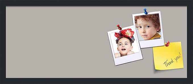 PinPix 30x12 Inch Cork Bulletin Board. This Decorative Framed Pin Board Comes with Dark Stone Design and a Satin Black Frame. Ideal for Home Office Decor or Message Board (PinPix-1808)-DeskLoop Office