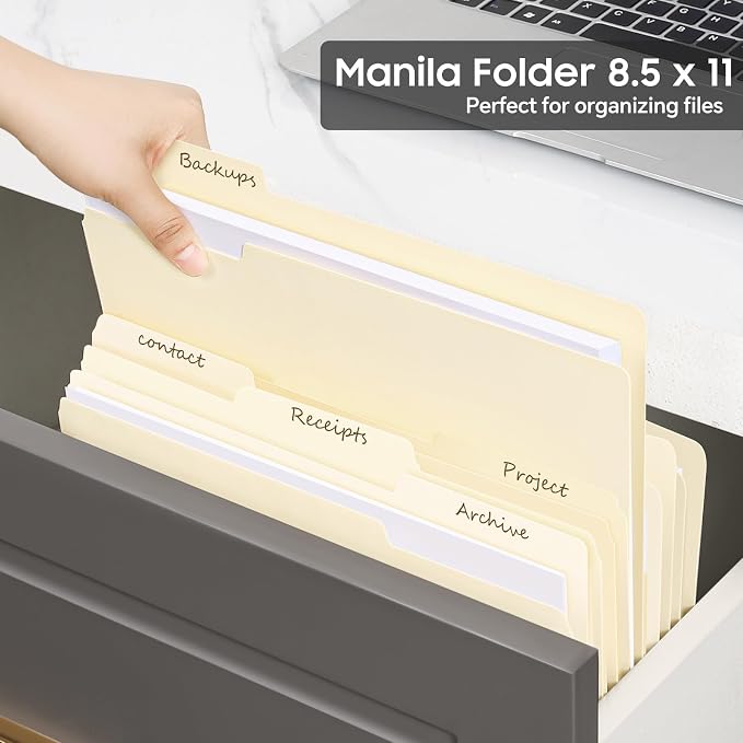 File Folders, 21 Pack Manilla Folders 8.5x11, 1/3 Cut Tabs Manila Folders - Image 5