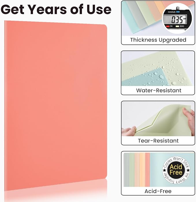 Sooez 6Pack Folders with Pockets, Pastels Colors, Heavy Duty Pocket Folder - Image 3