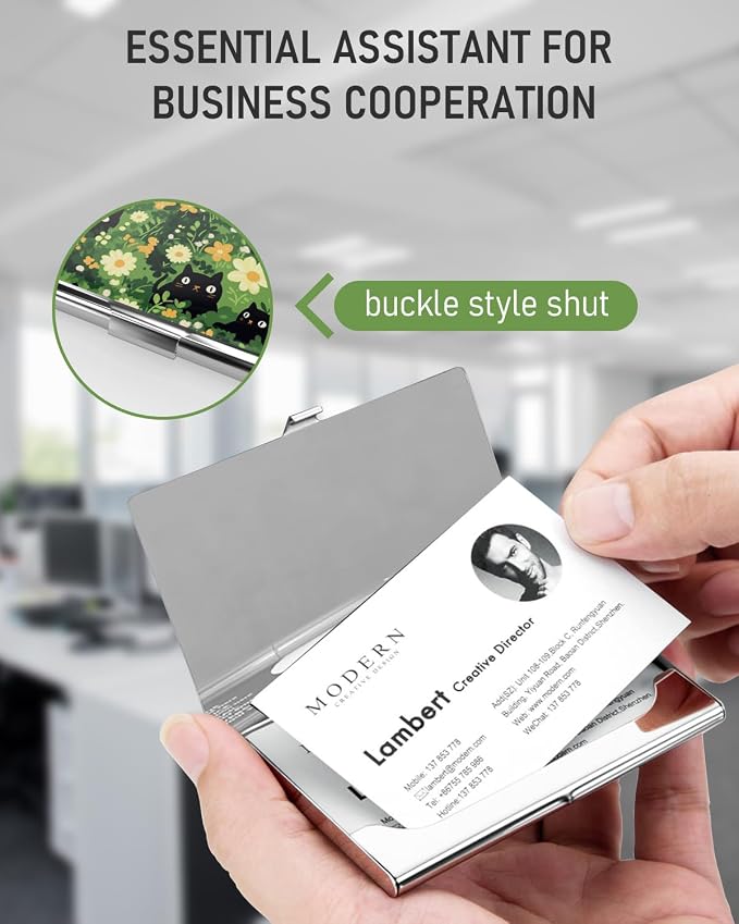 Business Card Metal Slim Organizer, Professional Stainless Steel Square Pocket - Image 5