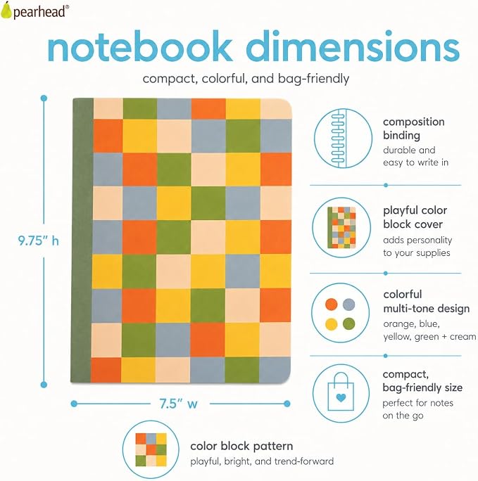 Pearhead Color Block Composition Notebook — College-Ruled, 160 Pages, 7.5" x - Image 8