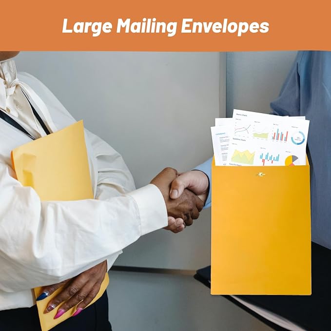 20 Pcs Clasp Envelopes 10x13, Creebe Large Yellow 10 x 13 Manilla Envelopes - Image 5