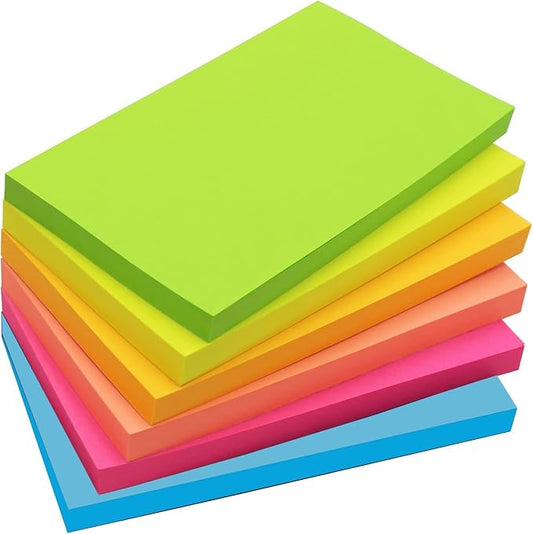 480 Sheets 3 in x 5 in Large Sticky Notes, 76 x 127 mm 6 Pads Assorted Self-Stick Pads for Notebook,Office,School and Home,80 Sheets/Pad (6 Pads Brillant)-DeskLoop Office