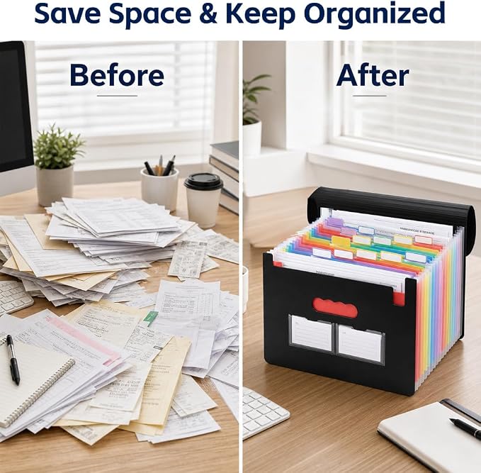25 Pockets Accordion File Organizer, Portable Expanding File Folder - Image 6