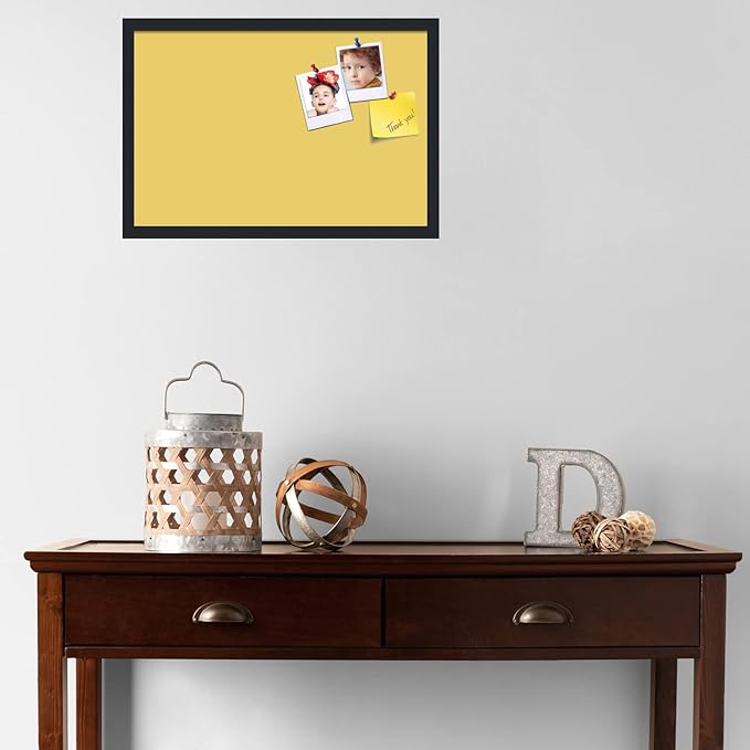 PinPix 24x16 Inch Cork Bulletin Board. This Decorative Framed Pin Board Comes with Honey Pastel Design and a Satin Black Frame. Ideal for Home Office Decor or Message Board (PinPix-1810)-DeskLoop Office