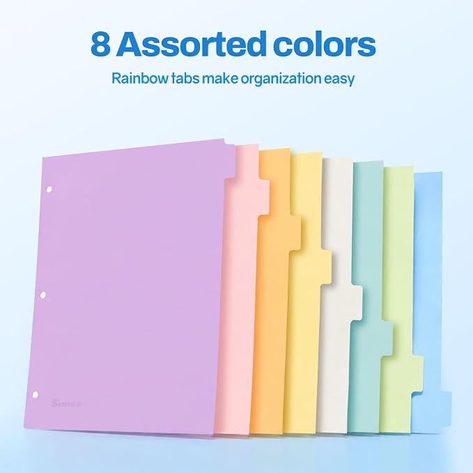 SUNEE 8 Tab Binder Dividers, Plastic Dividers - Image 6