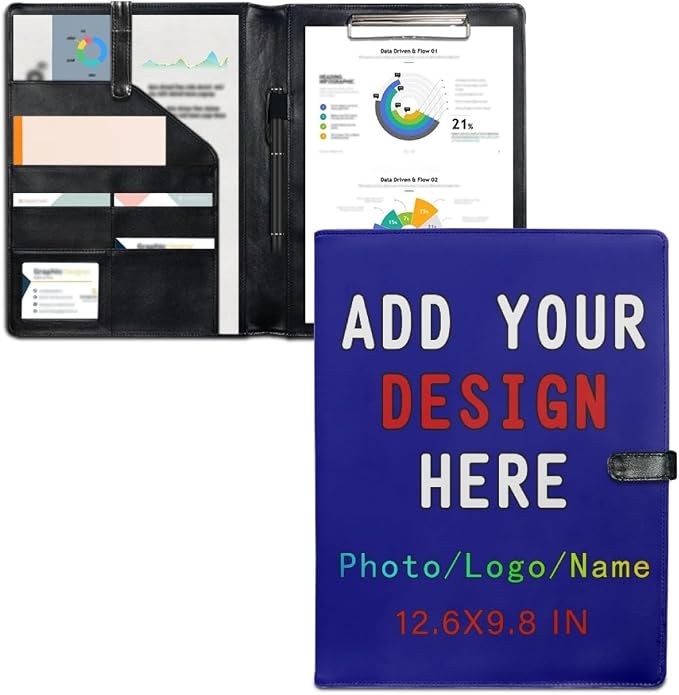 Personalized Padfolio with Logo Photo Name, Custom Business Portfolio Folder by LMPTOEI