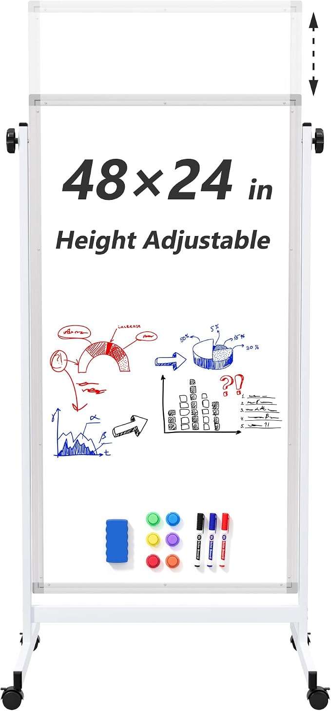 Large Rolling Whiteboard on Wheels by Neatsure