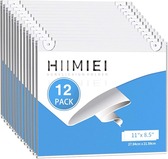 HIIMIEI Acrylic Wall Mount Sign Holder 8.5 x 11 Horizontal 12 Pack, Wall Mount by HIIMIEI