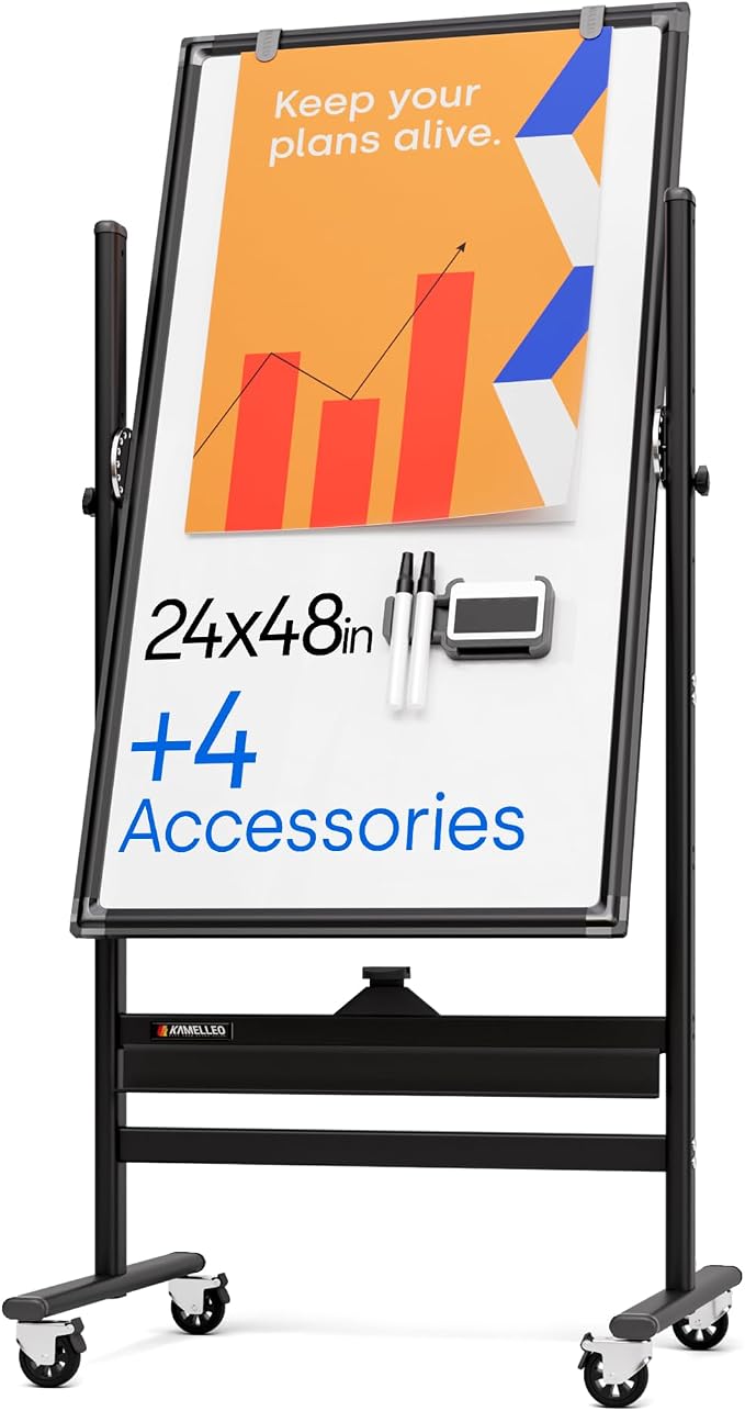 Rolling Dry Erase Board 24 x 48 by KAMELLEO