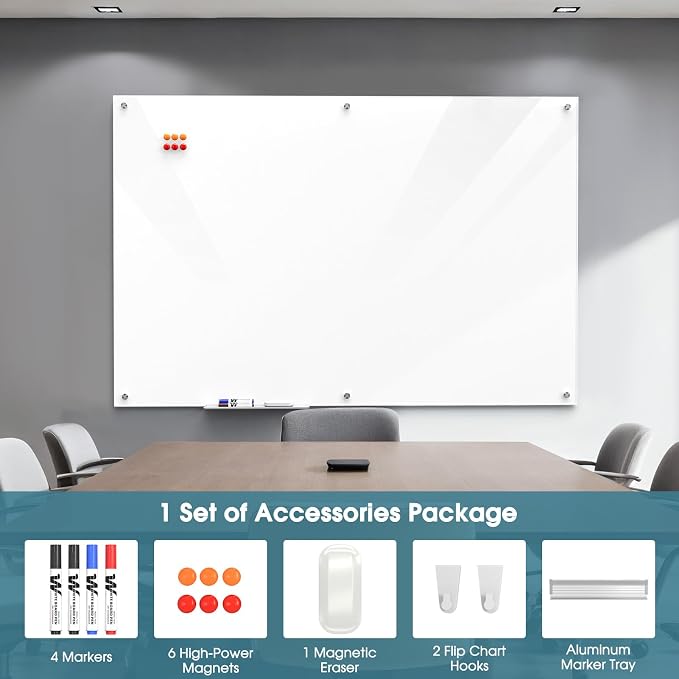 MaxGear 72" x 48" Glass Whiteboard Wall Mounted - Image 4