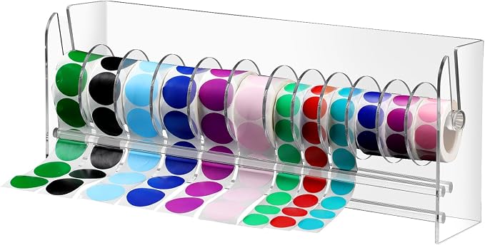 Qilery Adjustable Label Dispenser Acrylic Roll Sticker Dispenser Sticker Holder by Qilery