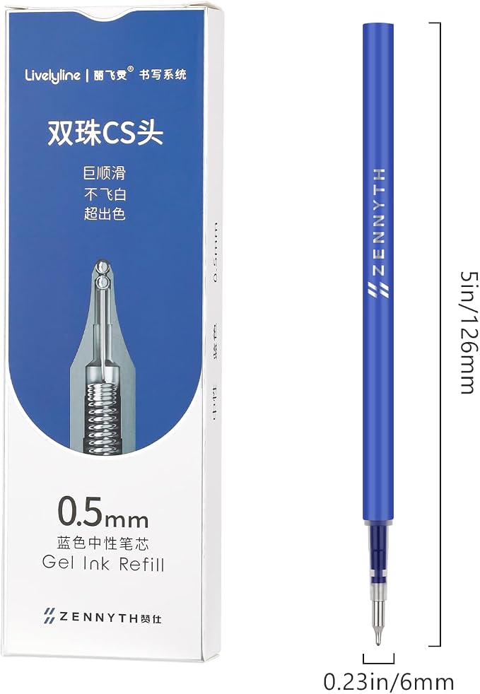 Ddaowanx 10 Pieces Gel Ink Pen Refills, Fine Point 0.5mm Tip Smooth Writing - Image 2