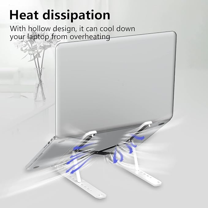 Tonmom Laptop Stand for Desk, Adjustable Laptop Riser ABS+Silicone Foldable - Image 7