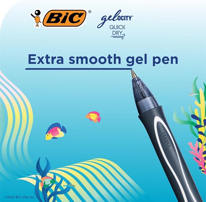 BIC Gelocity Quick Dry Ocean Themed Gel Pens, Medium Point, 8-Count -Pen Set - Image 5