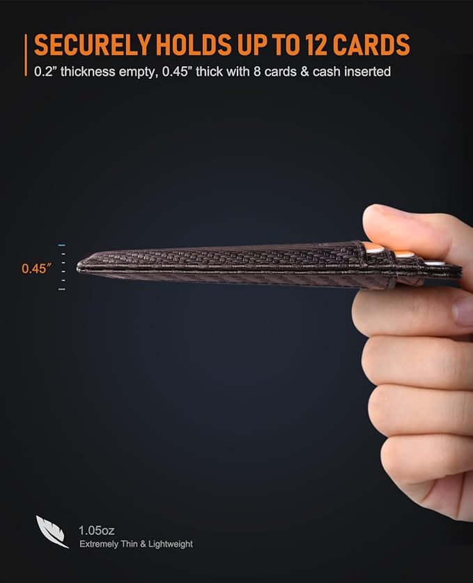 Buffway Slim Minimalist Front Pocket RFID Blocking Leather Wallets - Image 7
