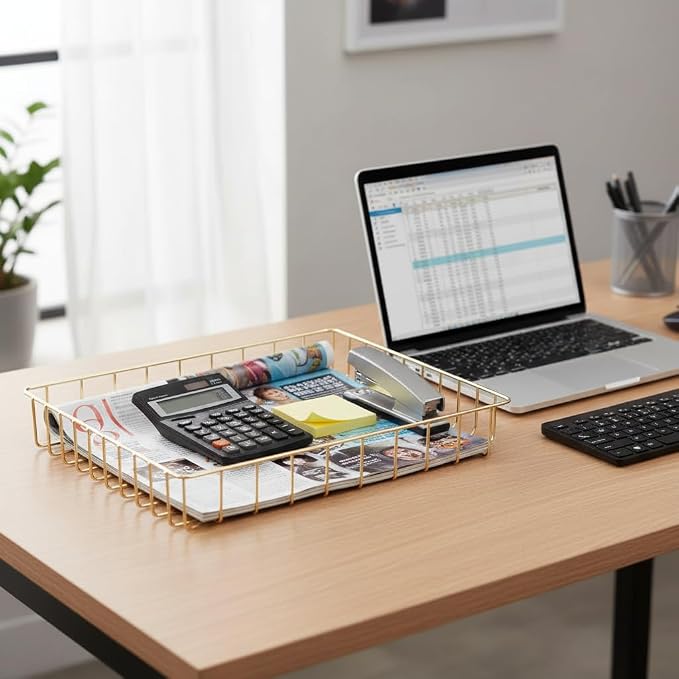 Paper Organizer for Desk Metal Paper Tray Large Capacity Letter Tray File - Image 8