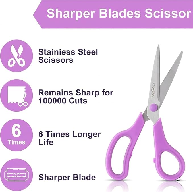 Scissors, BOOMIBOO 8" All Purpose 24 Pack - Image 4
