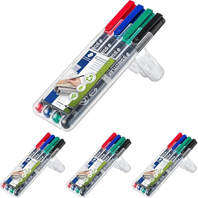STAEDTLER 318-WP4 Lumocolor Permanent Universal Pens, Fine Point, 4 per Set by Staedtler