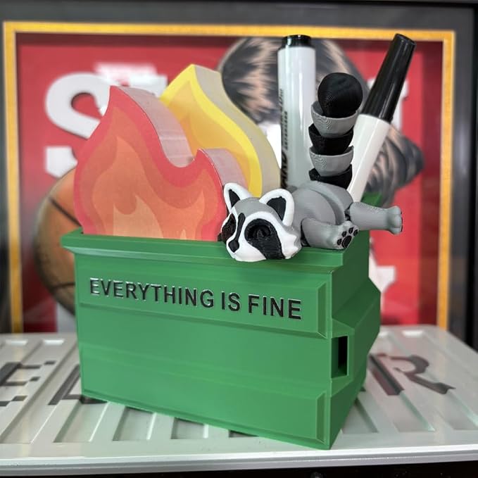 Infmetry Funny Garbage Can Fire Pen Holder - Image 4