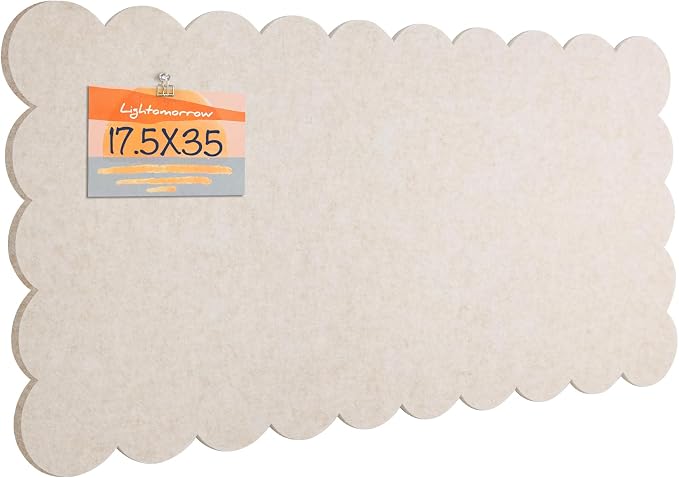 Lightomorrow Scalloped Bulletin Board, 35 x 17.5 Inches Felt Pin Board by Lightomorrow