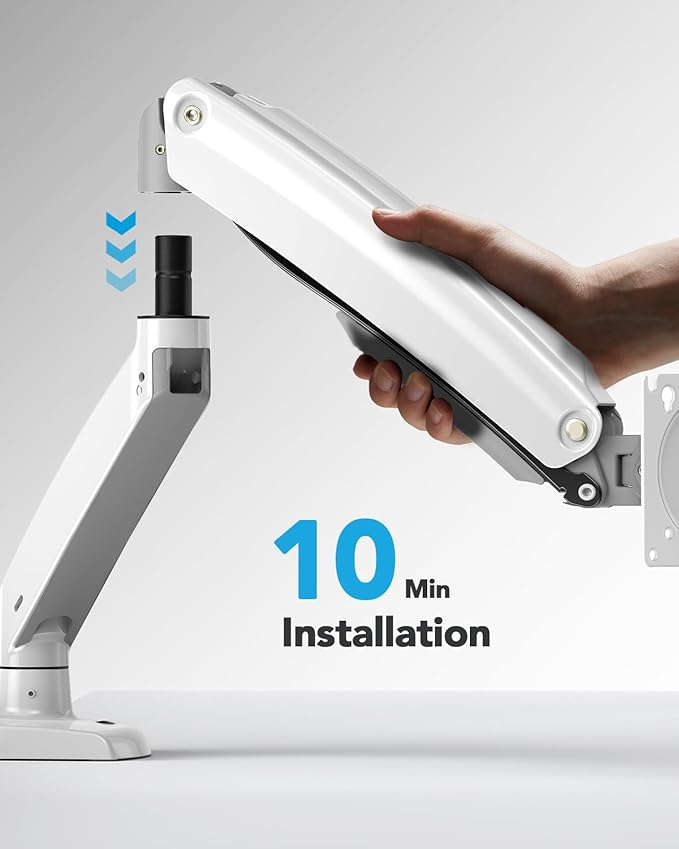 HUANUO Single Monitor Arm for 40 inch Screens, Ultrawide Computer Monitor Mount Holds 26.48 lbs, Upgraded Adjustable Stand with USB, C-Clamp & Grommet Base, VESA 75x75 or 100x100mm-DeskLoop Office