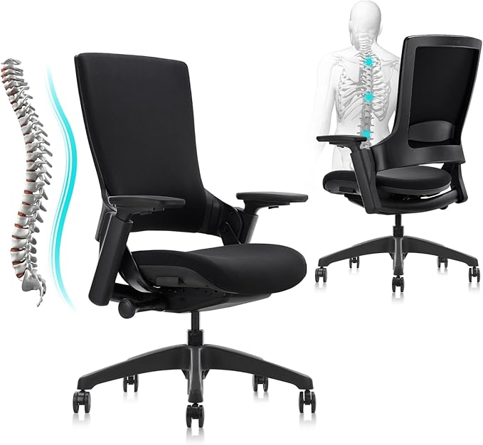 CLATINA Office Chair Swivel Executive Chair, Adjustable Ergonomic Computer Chair with 3D Armrest and Lumbar Support, Fabric Backrest Task Chair for Home Office Conference Room-DeskLoop Office