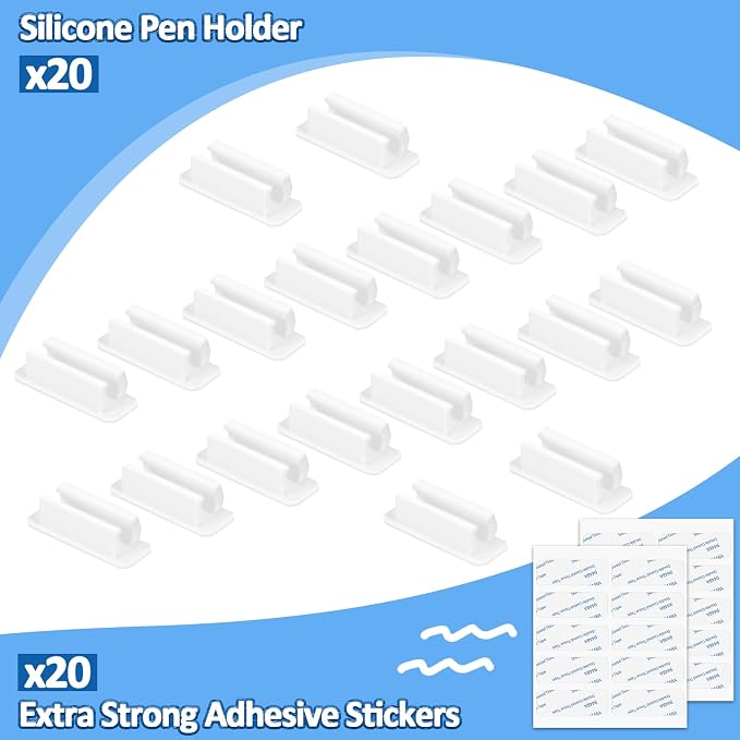 BOBOKA 20Pcs Pencil Holder for Desk, Adhesive Pen Holder for Classroom - Image 3