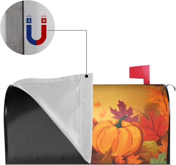 Ouqiuwa Autumn Thanksgiving Pumpkins Welcome Magnetic Mailbox Cover, Fall - Image 2