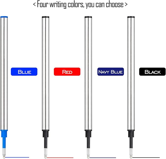 HeTaoCat Gel Rollerball Pen Refills, Roller Ball Fine Point 0.5mm, Black Ink Refill Pack of 5 - Replaceable Ballpoint Pen Refills Medium Point (Navy Blue)