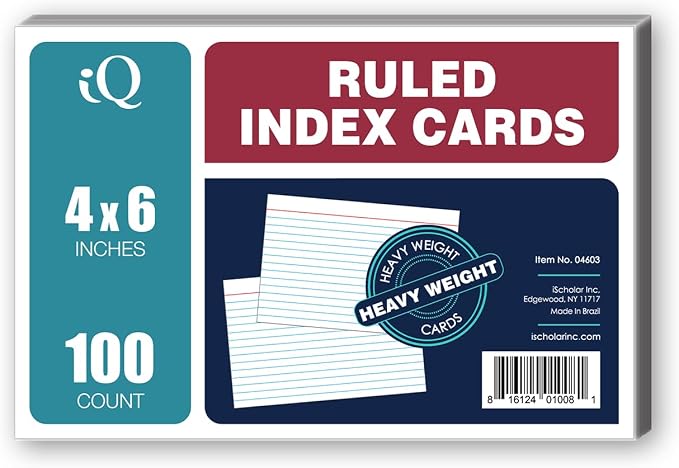 iScholar Index Cards, 4 x 6 Inches, 100 Card Pack by iScholar