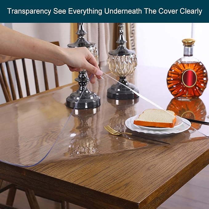 Dining Room Table Protector Glass Plastic Wooden Furniture Coffee Clear PVC - Image 4