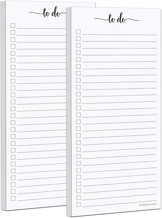 321Done 2-Pack Skinny To Do List Notepad, Made in USA by 321Done