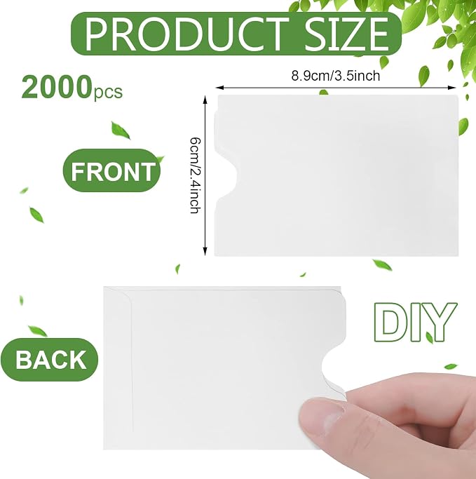 Thenshop 2000 Pieces Credit Card Sleeves Hotel Key Holder Blank Gift Envelopes - Image 2