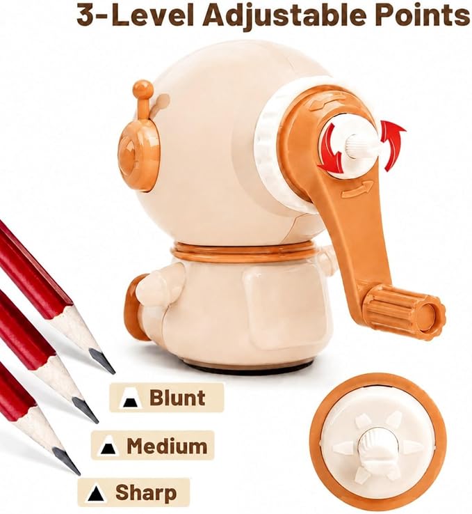 Cute Capybara-Shaped Astronaut Manual Pencil Sharpener, Hand Crank Desktop - Image 4