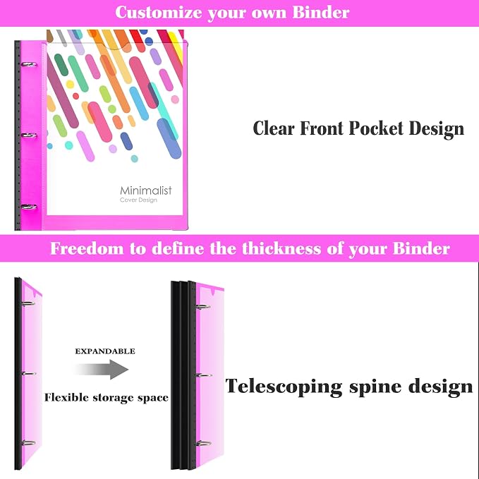 INFUN 1 Inch Telescoping Project Organizer Binder-2PCS, 13 Pocket, Customizable - Image 3