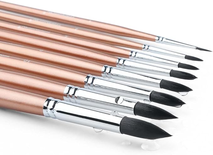 Transon 8pcs Round Watercolor Paint Brush Set Goat Hair for Watercolors,Acrylics,Inks,Gouache,Oil and Tempera-DeskLoop Office
