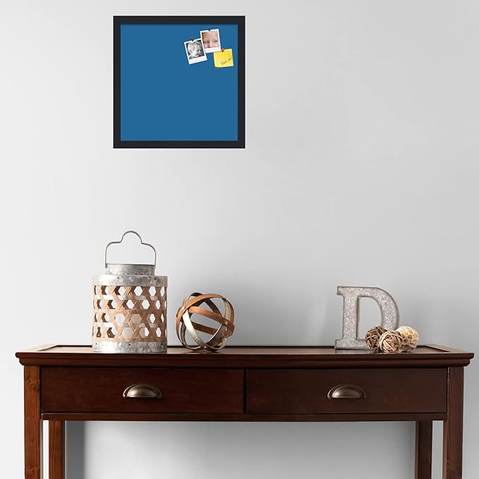 PinPix 15x15 Inch Cork Bulletin Board. This Decorative Framed Pin Board Comes with Navy Pastel Design and a Satin Black Frame. Ideal for Home Office Decor or Message Board (PinPix-1811)-DeskLoop Office